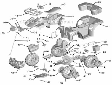 Page A Diagram and Parts List for J5248-TRU  Power Wheels Ride-On ATVs